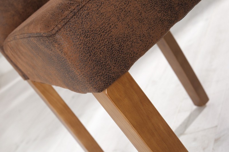Chaise Gênes café clair Look Vintage piètement en bois