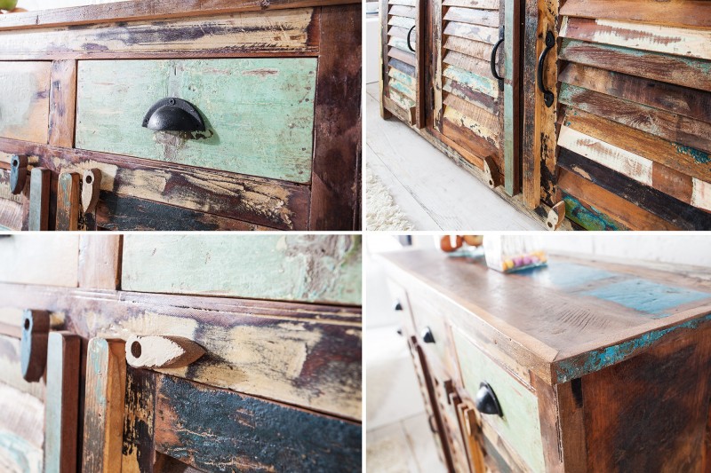 Bahut design industriel en bois massif recyclé
