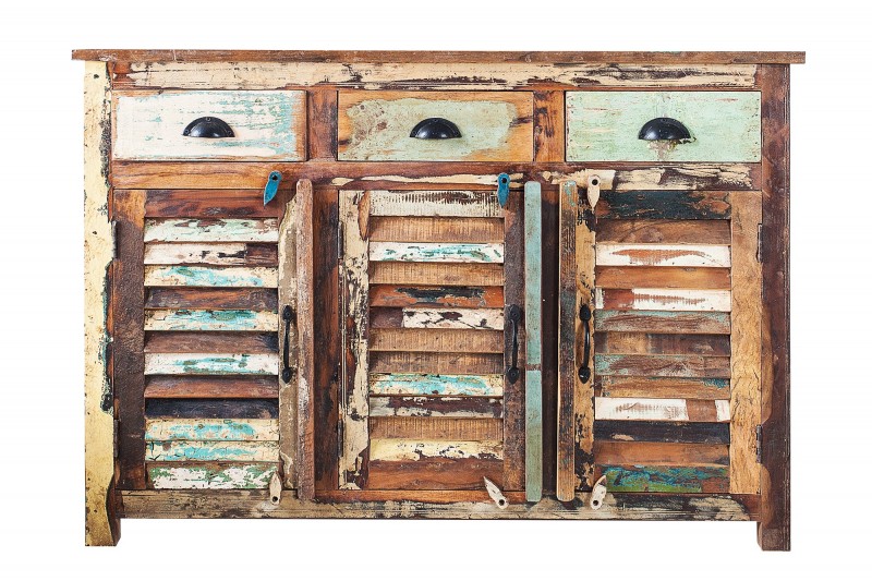 Bahut design industriel en bois massif recyclé