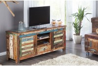 Meuble TV 150 cm design en bois recyclé multicouleur