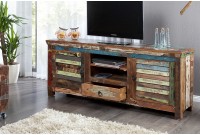 Meuble TV 150 cm design en bois recyclé multicouleur