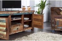 Meuble TV 150 cm design en bois recyclé multicouleur