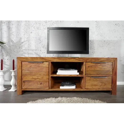 Meuble TV 135 cm en bois massif avec rangement