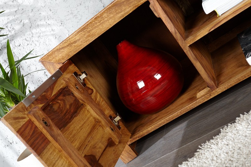 Meuble TV 135 cm en bois massif avec rangement