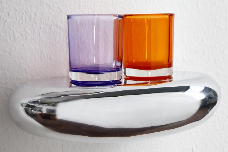 Étagère murale 5 pièces design LARME en aluminium argenté