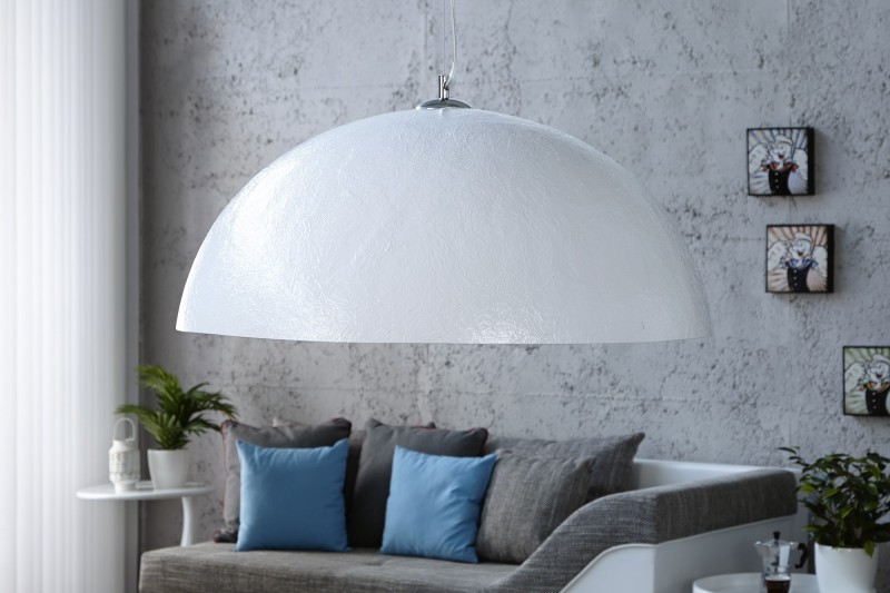 Lampe suspendue 70 cm design en fibre de verre blanc