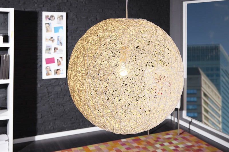Lampe suspendue 45 cm design "COCOON" coloris blanc
