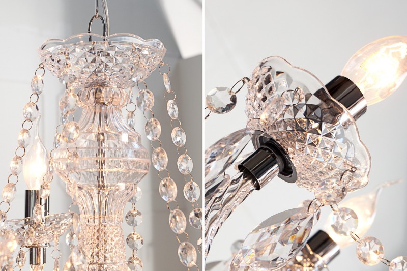 Lustre moderne à 9 bougies coloris transparent Lustre moderne à 9 bougies coloris transparent