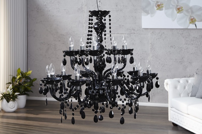 Lustre noir avec 15 bougies