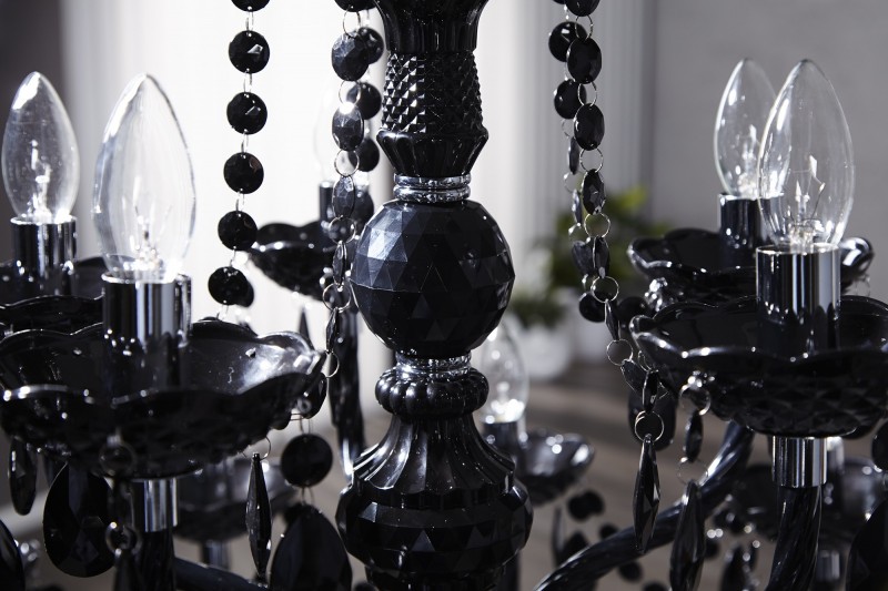 Lustre noir avec 15 bougies