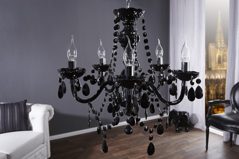 Lustre à suspension 5 branches en acrylique noir