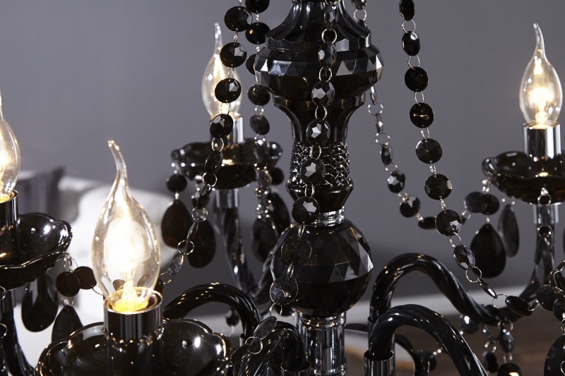 Lustre à suspension 5 branches en acrylique noir