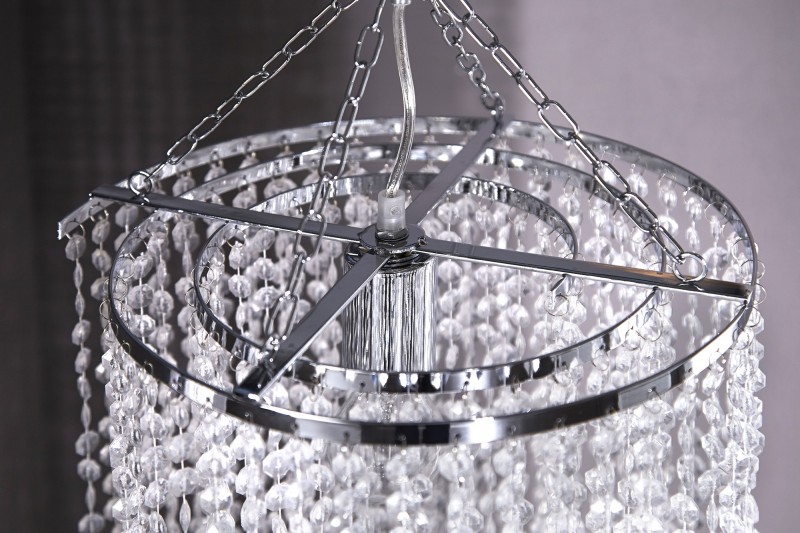 Long lustre transparent suspendue avec anneaux