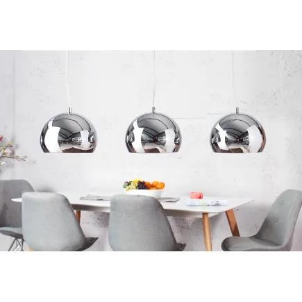 Lampe suspendue à 3 boules en métal chromé 2