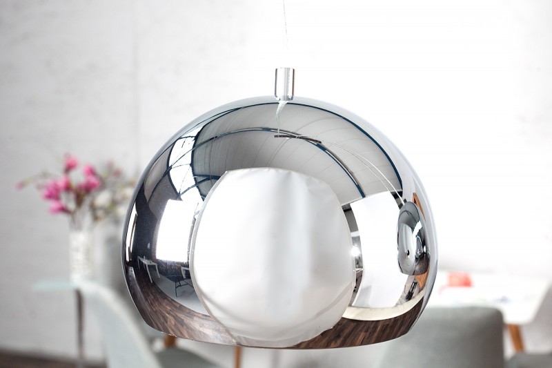 Lampe suspendue à 3 boules en métal chromé
