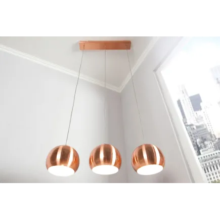Barre de 3 lampes suspendues 20 cm design en métal cuivré