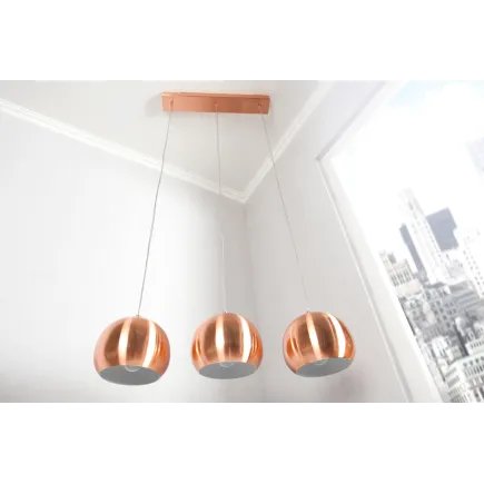 Barre de 3 lampes suspendues 20 cm design en métal cuivré 2