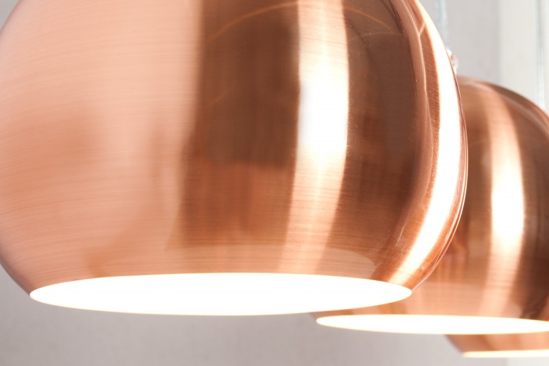 Barre de 3 lampes suspendues 20 cm design en métal cuivré
