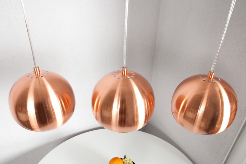 Barre de 3 lampes suspendues 20 cm design en métal cuivré