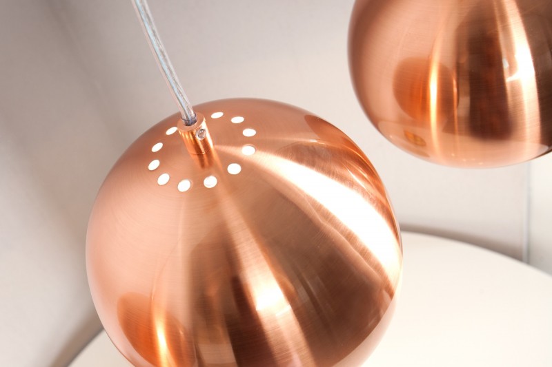 Barre de 3 lampes suspendues 20 cm design en métal cuivré