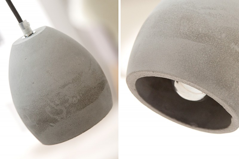 Ensemble de 3 lampes ovales suspendues en béton coloris gris