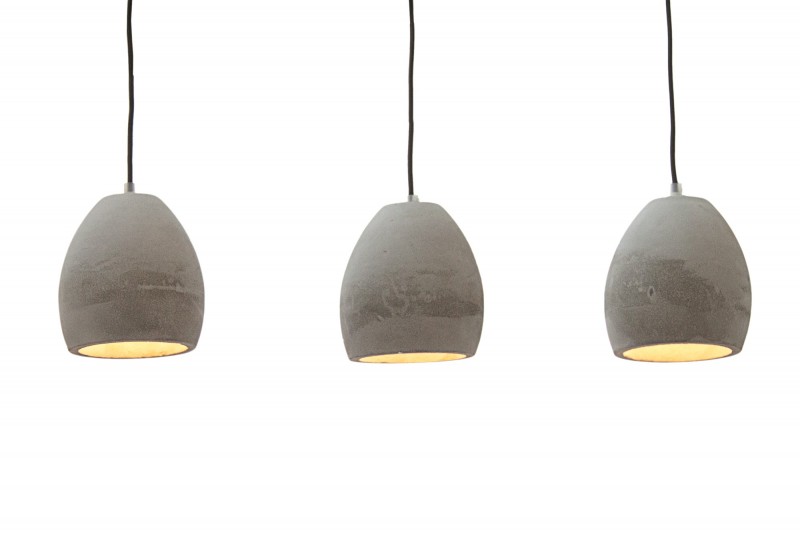 Ensemble de 3 lampes ovales suspendues en béton coloris gris
