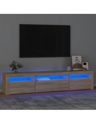 Meuble TV avec lumières LED Chêne sonoma 195x35x40 cm