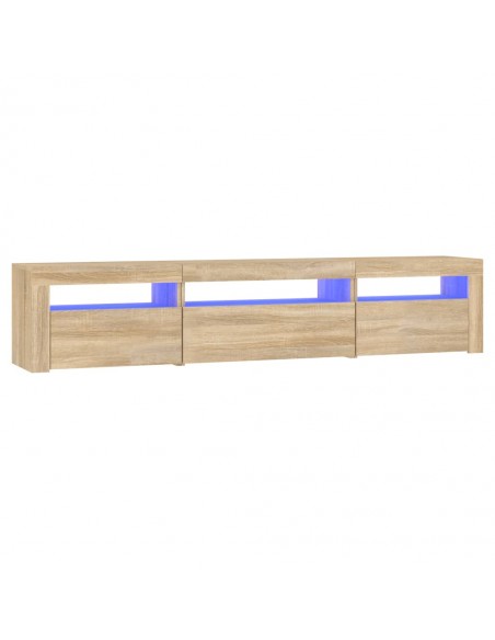 Meuble TV avec lumières LED Chêne sonoma 195x35x40 cm