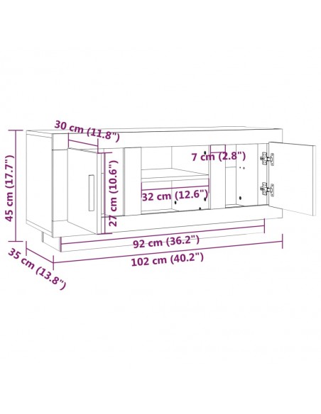 Meuble TV blanc brillant 102x35x45 cm bois d'ingénierie