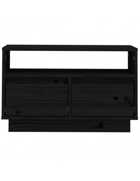 Meuble TV Noir 60x35x37 cm Bois de pin massif