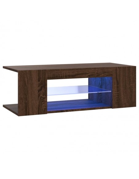 Meuble TV avec lumières LED Chêne marron 90x39x30 cm