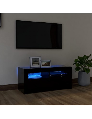 Meuble TV avec lumières LED noir 90x35x40 cm