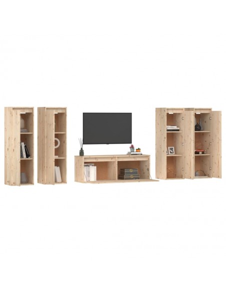 Meubles TV 5 pcs Bois massif de pin