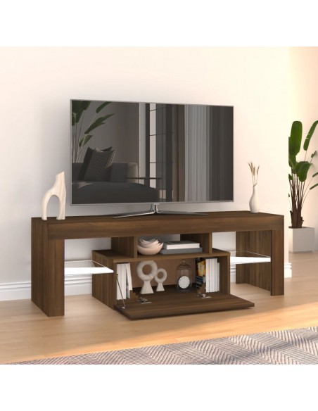 Meuble TV avec lumières LED chêne marron 120x35x40 cm