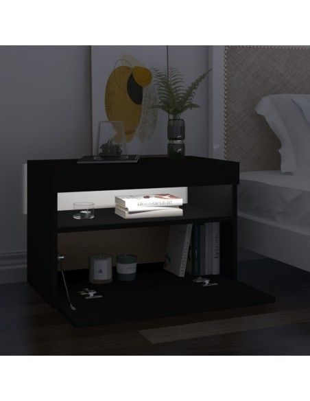 Meuble TV avec lumières LED noir 60x35x40 cm