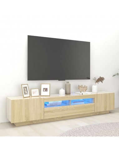 Meuble TV avec lumières LED Chêne sonoma 200x35x40 cm