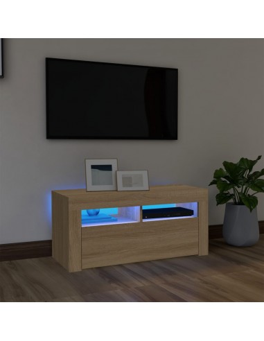 Meuble TV avec lumières LED chêne sonoma 90x35x40 cm