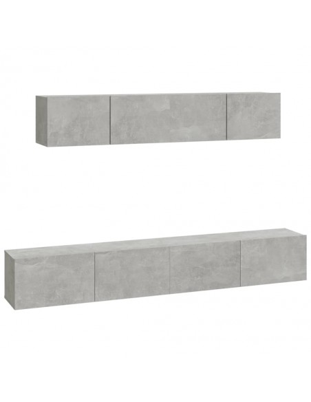 Ensemble de meubles TV 4 pcs Gris béton Bois d'ingénierie