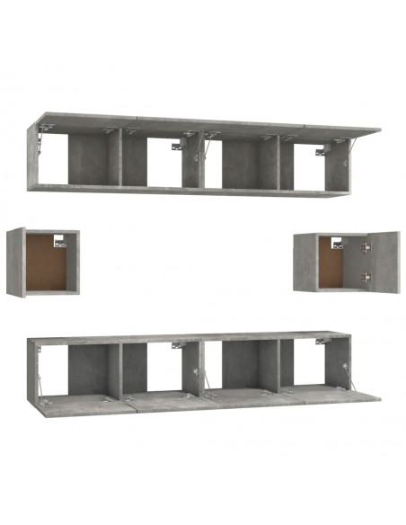 Ensemble de meubles TV 6 pcs Gris béton Bois d'ingénierie