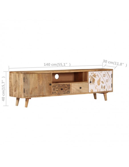 Meuble TV 140x30x40 cm Bois de manguier massif