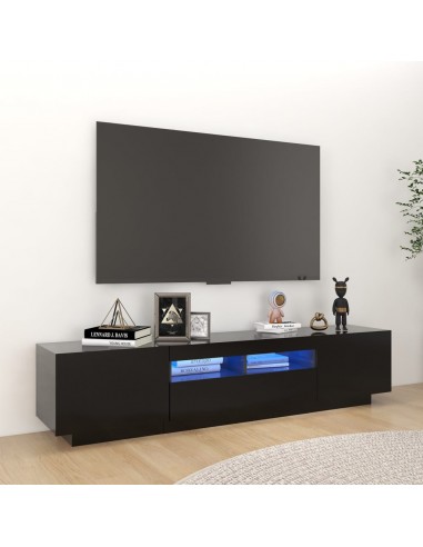 Meuble TV avec lumières LED Noir 180x35x40 cm
