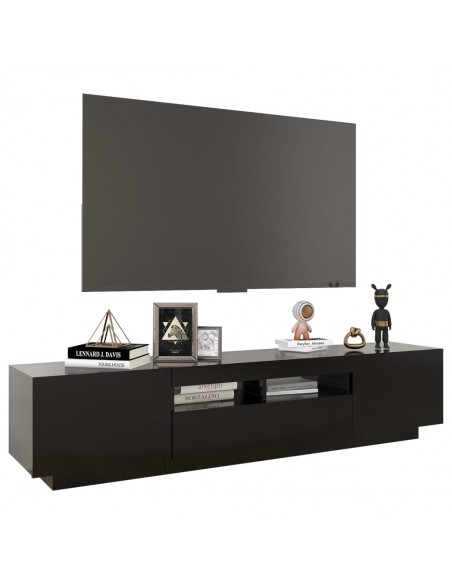 Meuble TV avec lumières LED Noir 180x35x40 cm