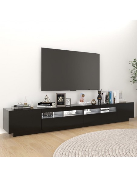 Meuble TV avec lumières LED Noir 260x35x40 cm