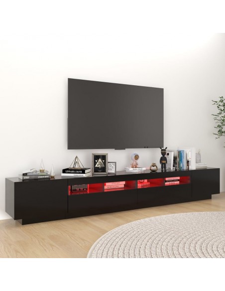 Meuble TV avec lumières LED Noir 260x35x40 cm