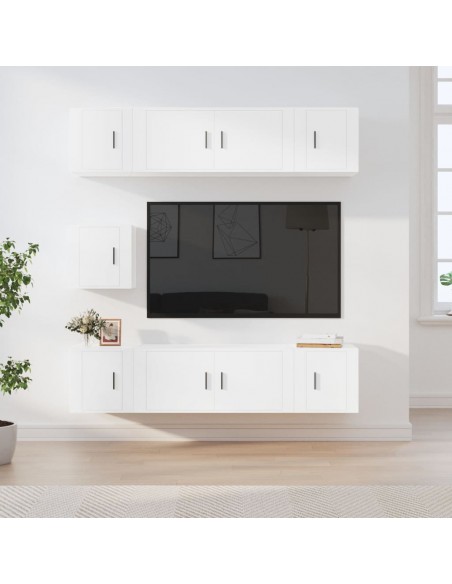 Ensemble de meubles TV 7 pcs Blanc Bois d'ingénierie