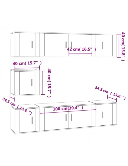 Ensemble de meubles TV 7 pcs Blanc Bois d'ingénierie