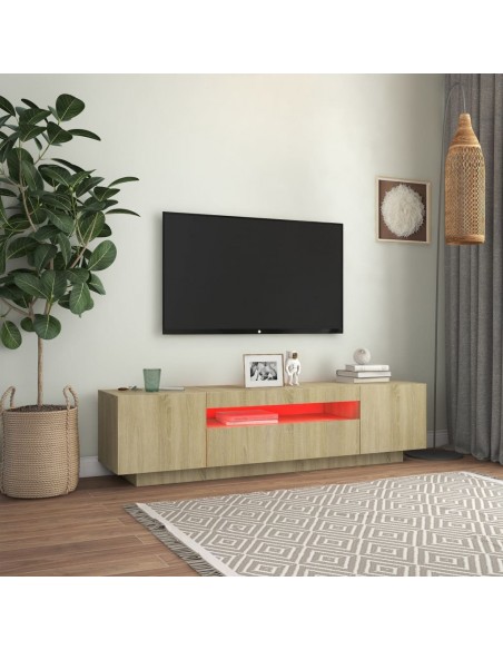 Meuble TV avec lumières LED Chêne sonoma 160x35x40 cm
