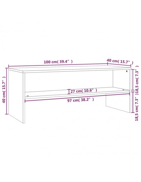 Meuble TV Gris béton 100 x 40 x 40 cm Aggloméré