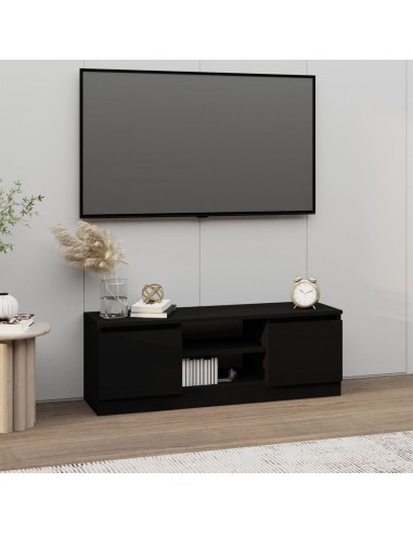 Meuble TV avec porte Noir 102x30x36 cm