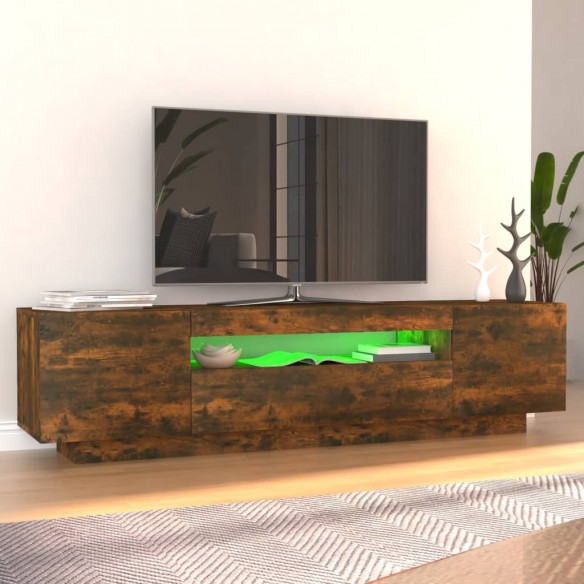 Meuble TV avec lumières LED Chêne fumé 160x35x40 cm